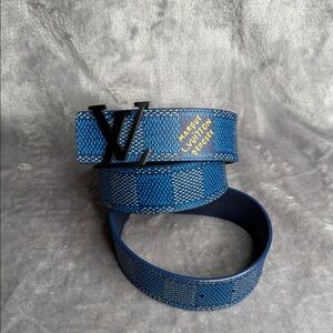 Louis Vuitton Blue Checkered Men's Belt
